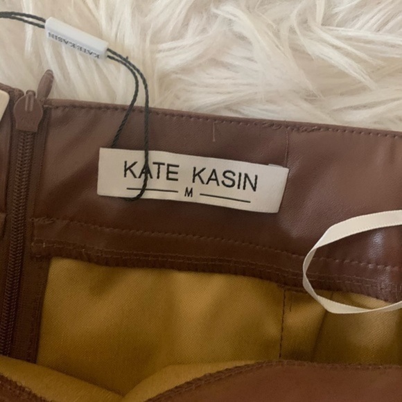 Kate Kasin Brown vegan Leather Mini Skirt Medium - Picture 10 of 13